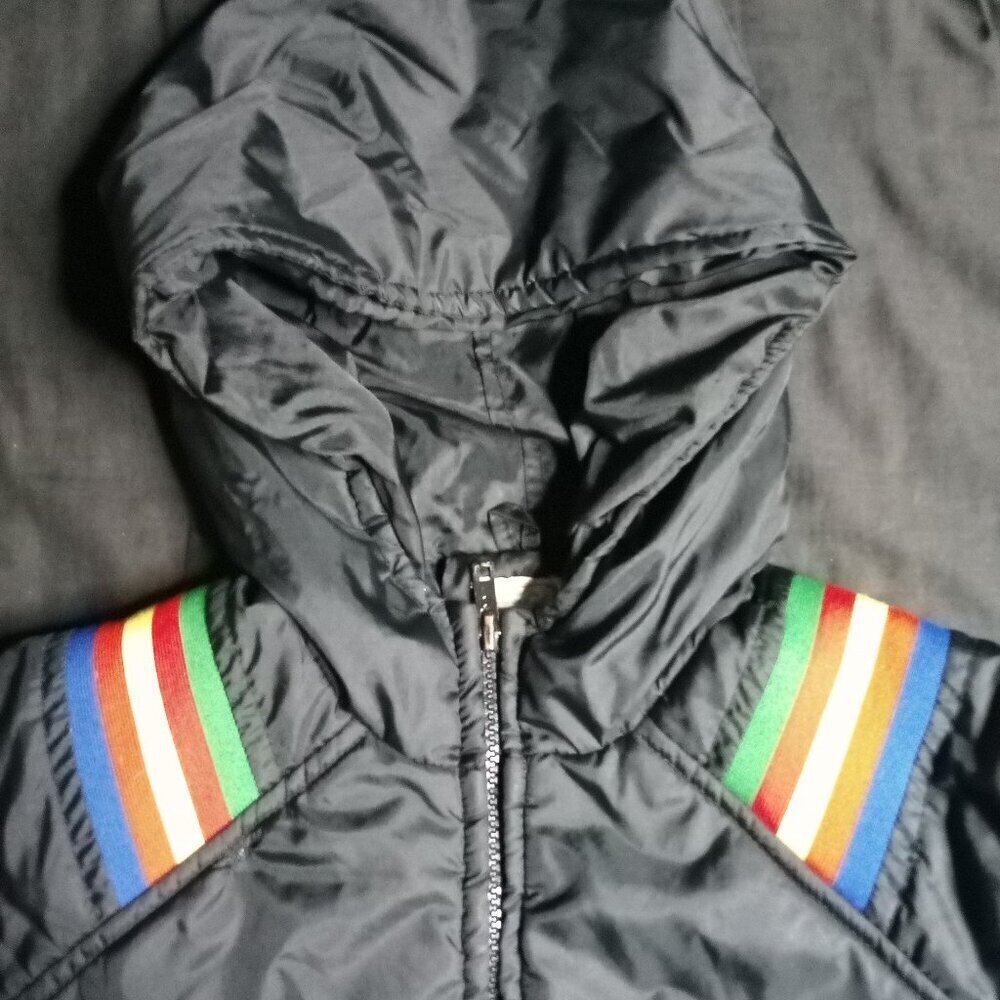 Vintage Rainbow Stripes Chevron Ski Jacket Hooded Parka